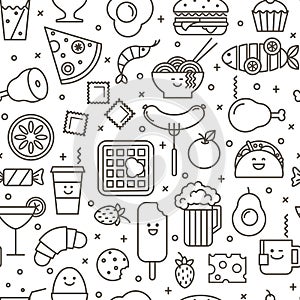 Seamless iconic pattern of fast food