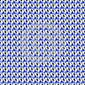 Seamless Ikat Pattern in Blue and Black on White Background