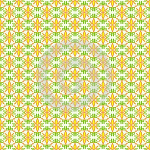 Seamless Illustrated Yellow Flower with Green Leaves Patterns