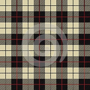 Seamless illustration - black, beige tartan