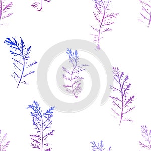 Seamless imprints pattern of the branched herbs.