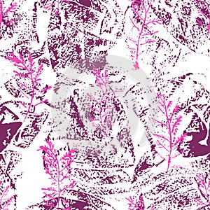 Seamless imprints pattern of the branched herbs.