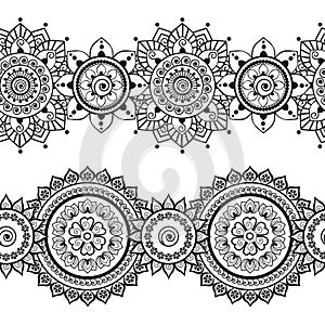 Seamless Indian Borders Vector Abstract Floral Pattern 1