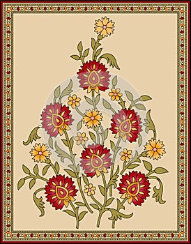 Seamless Indian mughal flower motif