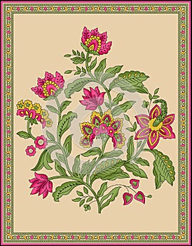 Seamless Indian mughal flower motif