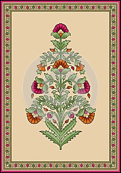 Seamless Indian mughal flower motif