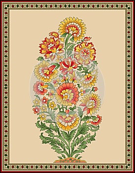 Seamless Indian mughal flower motif