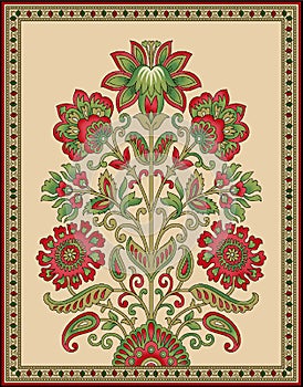 Seamless Indian mughal flower motif