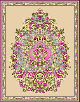 Seamless Indian mughal flower motif