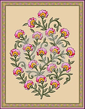 Seamless Indian mughal flower motif