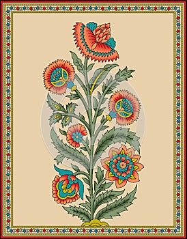 Seamless Indian mughal flower motif