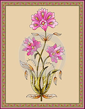 Seamless Indian mughal flower motif