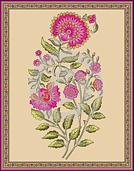 Seamless Indian mughal flower motif