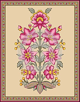 Seamless Indian mughal flower motif