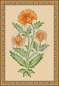 Seamless Indian mughal flower motif