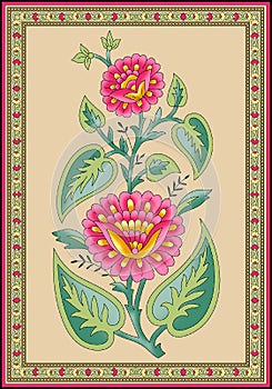 Seamless Indian mughal flower motif