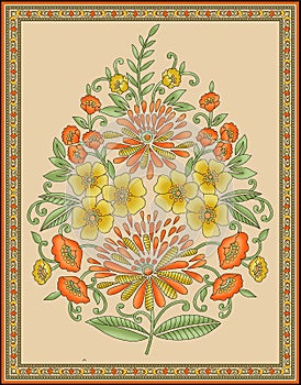 Seamless Indian mughal flower motif