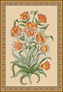 Seamless Indian mughal flower motif