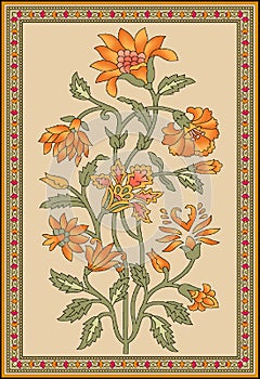 Seamless Indian mughal flower motif