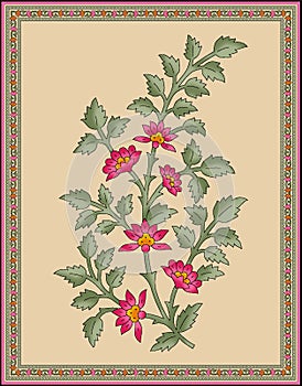 Seamless Indian mughal flower motif