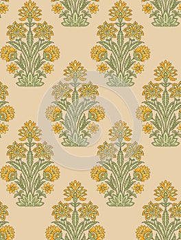 Seamless Indian mughal flower motif