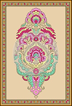 Seamless Indian mughal flower motif