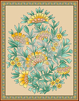 Seamless Indian mughal flower motif