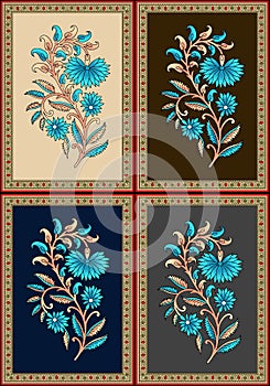 Seamless Indian mughal flower motif