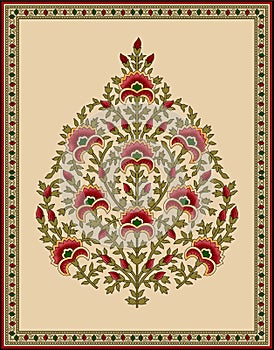 Seamless Indian mughal flower motif