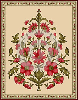 Seamless Indian mughal flower motif