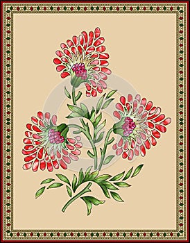 Seamless Indian mughal flower motif