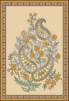 Seamless Indian mughal flower motif