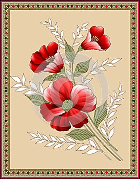Seamless Indian mughal flower motif background