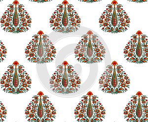 Seamless Indian mughal flower motif background