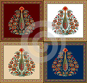 Seamless Indian mughal flower motif