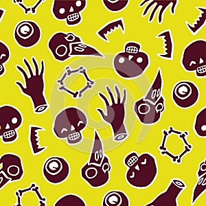 Seamless infinite background with scull bones and eyes