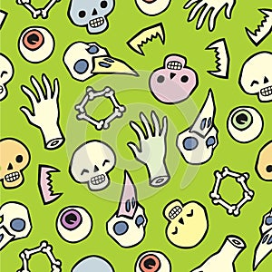 Seamless infinite background with scull bones and eyes