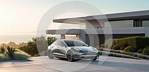 Seamless Integration High-End Electric Car Harmonizes With Contemporary Architectural Masterpiece