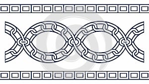 Seamless Interlocking Chain Pattern, Abstract Decorative Border, vector design Generative AI