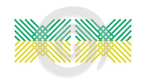 Seamless Interlocking Woven Pattern in Green and Yellow, vector design Generative AI