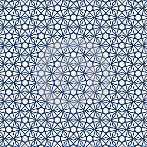 Seamless islamic blue traingle pattern in classic style. Repeating linear texture for wallpaper, packaging.