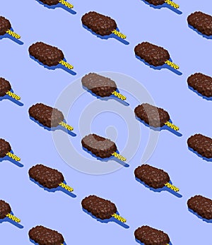 Seamless isometric 3d render pattern. Chocolate ice-cream Minimal design. Ice-cream lover, Restaurant, candy shop, food delivery