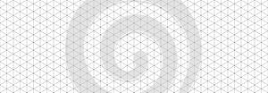 Seamless isometric grid paper. Dash linear triangular blueprint repeating pattern. Graph guide background for