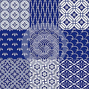 Seamless japanese pattern set