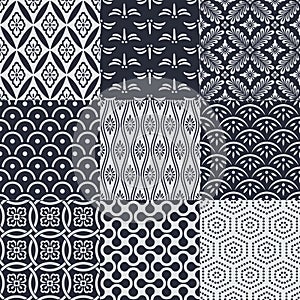 Seamless japanese pattern set