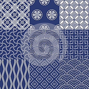 Seamless japanese pattern set