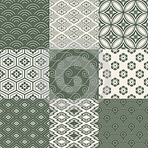 Seamless japanese pattern set