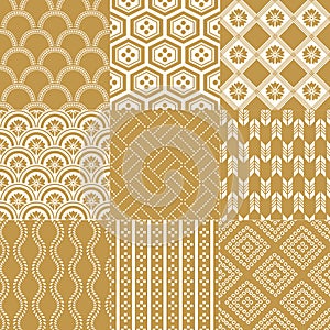 Seamless japanese pattern set