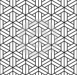 Seamless japanese pattern shoji kumiko in black and white.