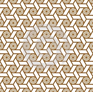 Seamless japanese pattern shoji kumiko in golden